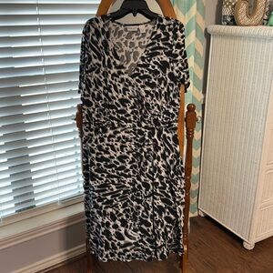 Chicos faux wrap dress 
Gray cheetah print